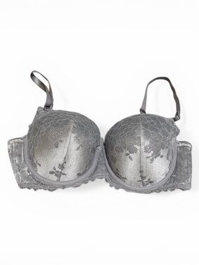 TORRID CURVE Lace-Detail Gray Underwire Push-Up Bra 38DD